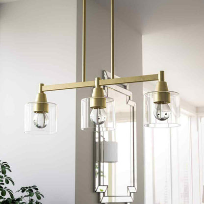 Hampton Bay Oron 3-Light Gold Linear Island Pendant Hanging Light