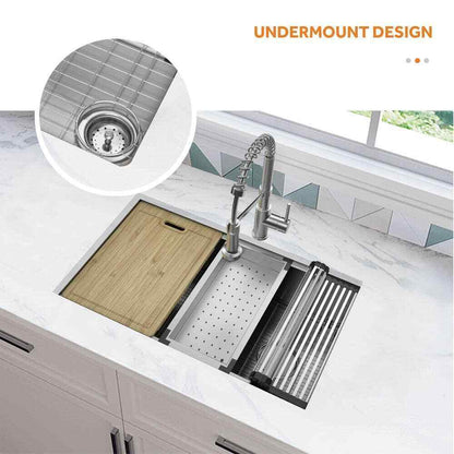 Glacier Bay AiO Zero Radius Undermount 16G SS 30 in. Single Bowl Kitchen Sink