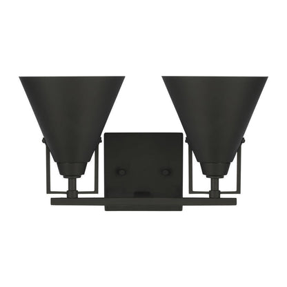 Home Decorators Insdale Matte Black Modern Vanity Light w/ Black Metal Shades