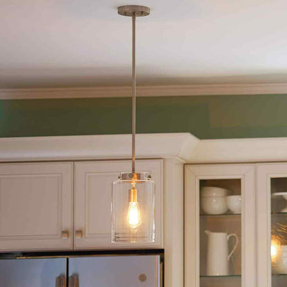 Hampton Bay Mullins 6.75 in. 1-Light Brushed Nickel Mini Pendant
