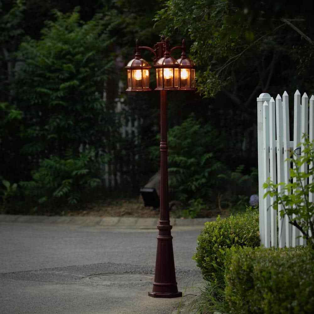 LUTEC 3-Head Rust Outdoor Post Light 7150630272