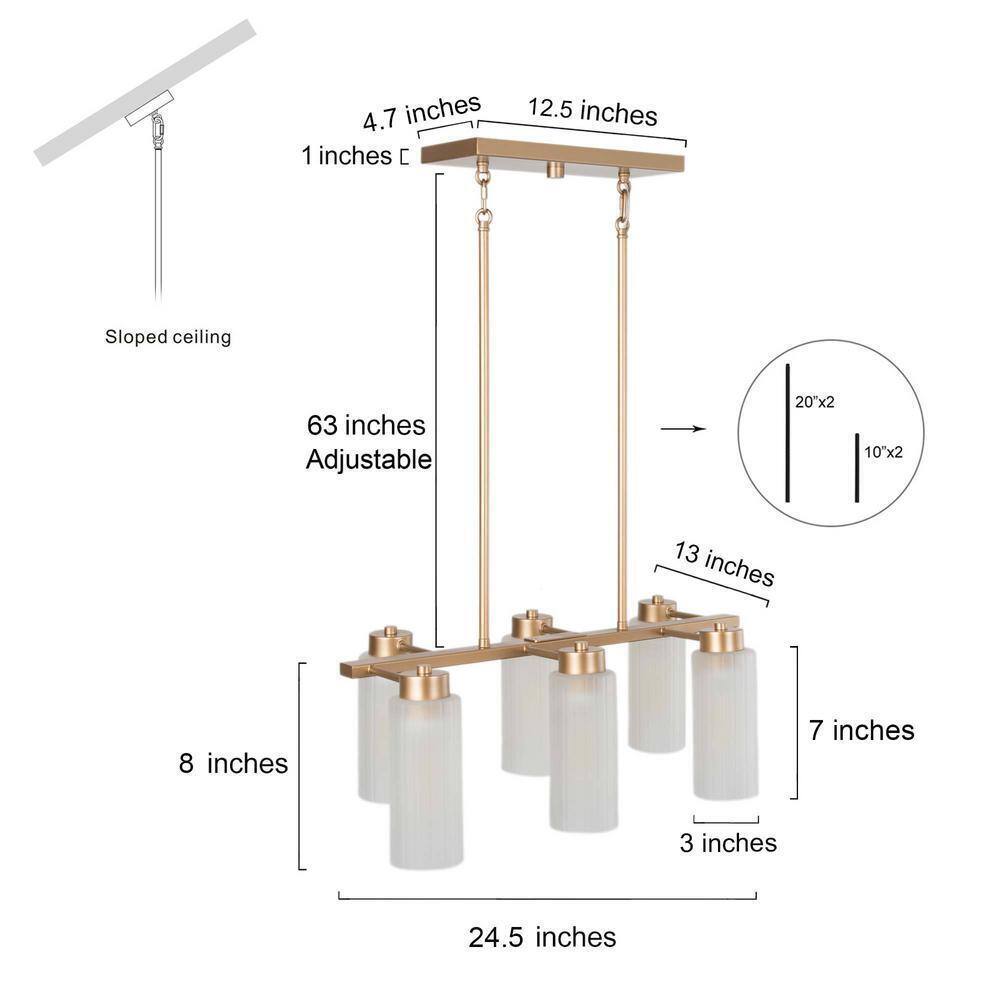 LNC Modern Matte Brass Chandelier Gold 6-Light Dining Room Island Chandelier