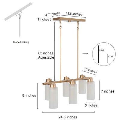 LNC Modern Matte Brass Chandelier Gold 6-Light Dining Room Island Chandelier