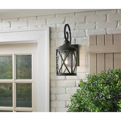 Home Decorators Walcott Manor 18.75 in. 1-Light Black Industrial Outdoor Sconce