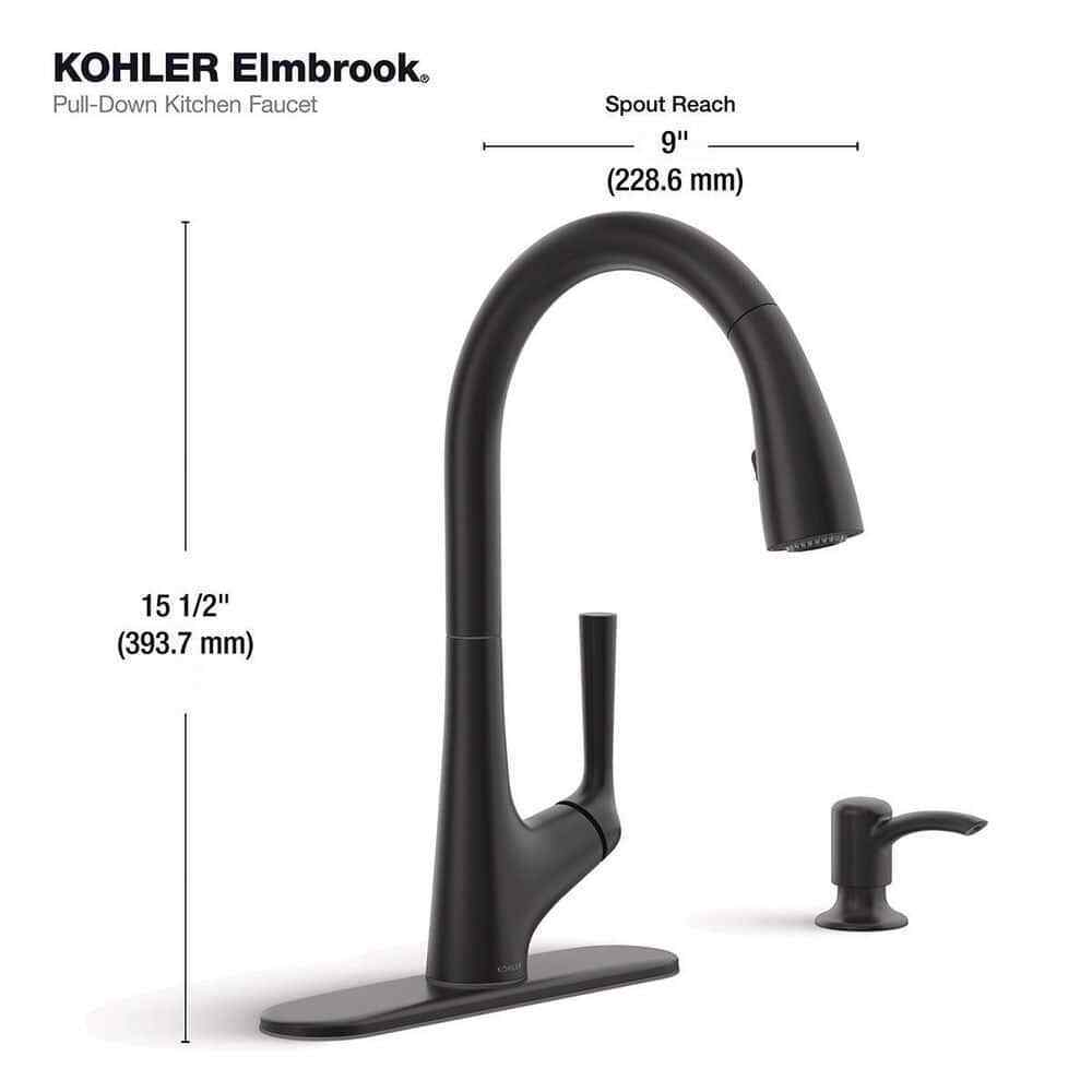 KOHLER Elmbrook Single-Handle Pull-Down Sprayer Kitchen Faucet in Matte Black