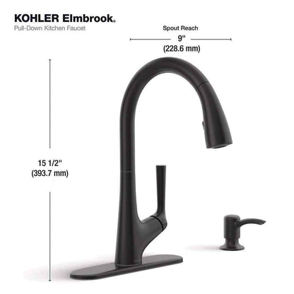 KOHLER Elmbrook Single-Handle Pull-Down Sprayer Kitchen Faucet in Matte Black