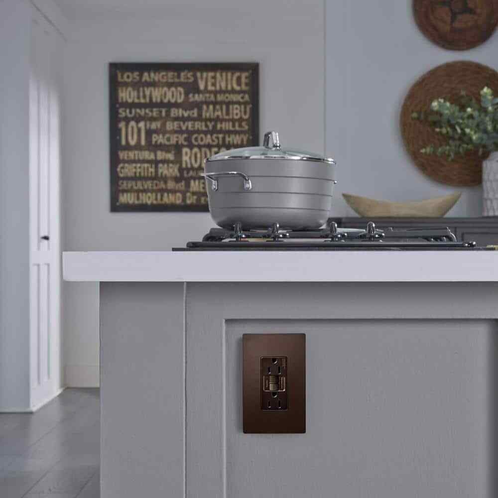 Legrand radiant 15 Amp 125 Volt Tamper Resistant GFCI Duplex Outlet Dark Bronze