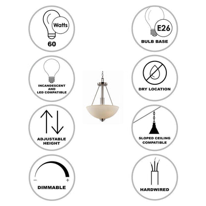 Bel Air Lighting 15.75 in. 3-Light Brushed Nickel Hanging Kitchen Pendant Light