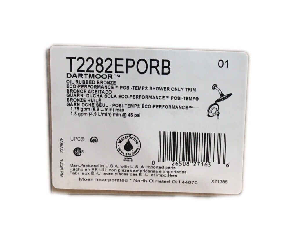 MOEN Dartmoor Posi-Temp Rain Shower Single-Handle Shower Only Faucet Trim Kit