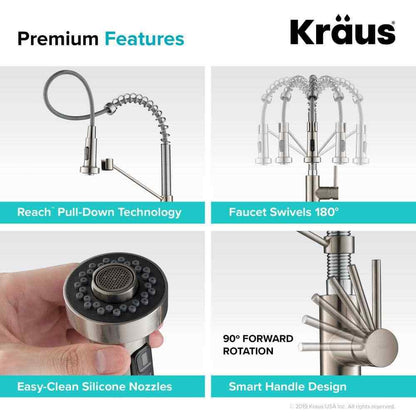KRAUS Spot Free 18-Inch Kitchen Faucet w/ Dual Function Pull-Down Sprayhead