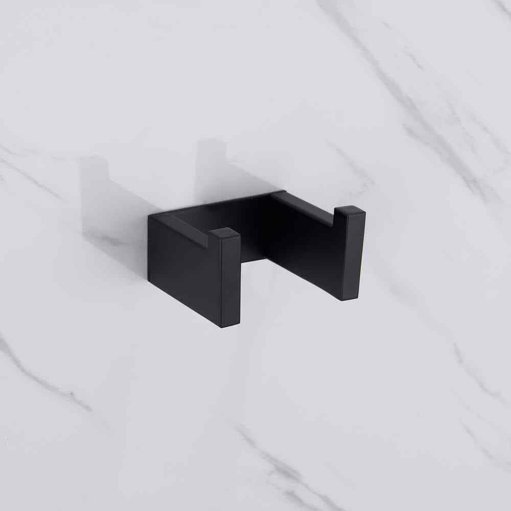 Hlihome 4-Piece Towel Bar Bath Hardware Set in Matte Black