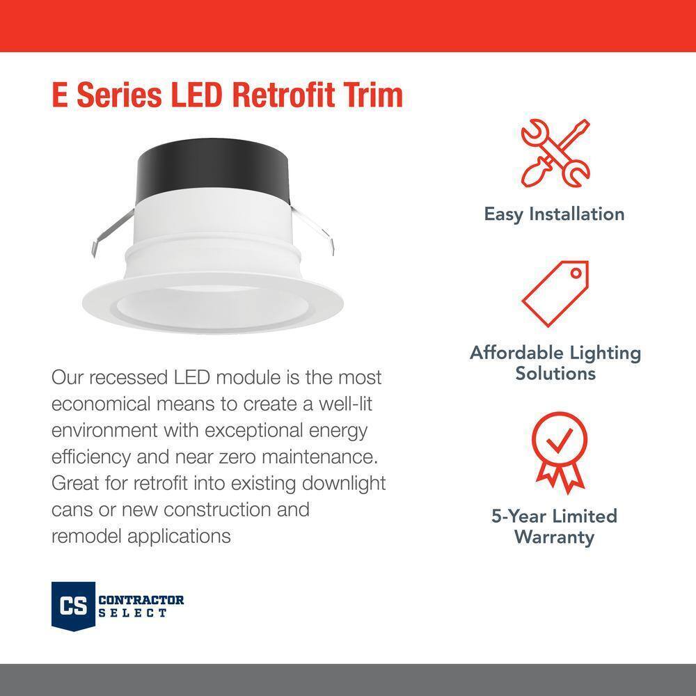 Juno E-Series 4" Selectable CCT Integrated LED Retrofit White Recessed Light