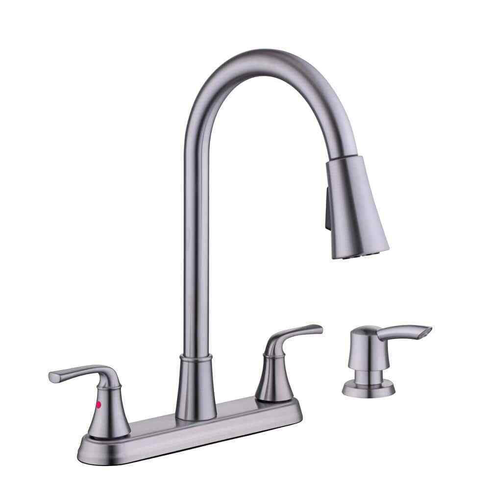 Glacier Bay Sadira Pulldown Sprayer Kitchen Faucet w/ Soap Dispenser Stainless