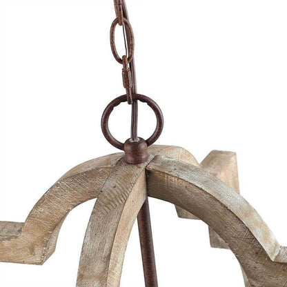 LNC Farmhouse Rustic Bronze Wood Chandelier 16 in. 3-Light Candlestick Pendant
