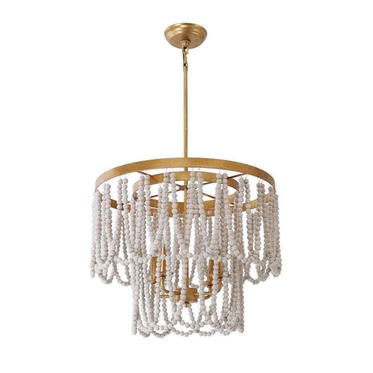 Oaks Aura Champlain Farmhouse 4-Light Golden Finish Bohemia Wood Chandelier