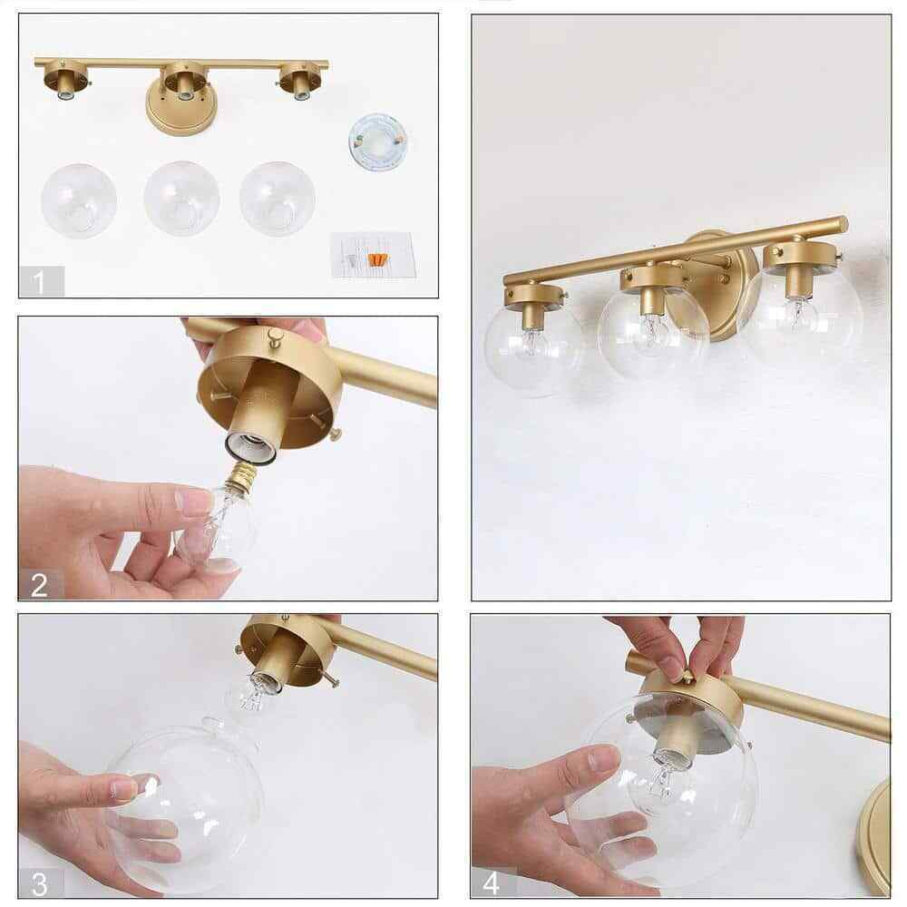 Uolfin Mid-Century Powder Room Vanity Light Bar 34.2 in. 5-Light