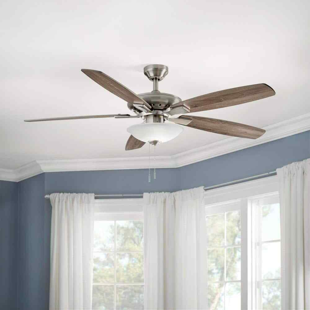 Hampton Bay Menage 56 in. LED Indoor Low Profile Brushed Nickel Ceiling Fan