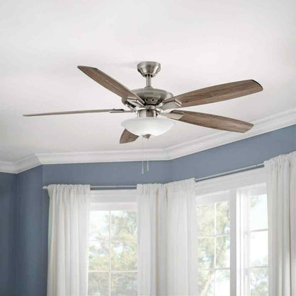 Hampton Bay Menage 56 in. LED Indoor Low Profile Brushed Nickel Ceiling Fan