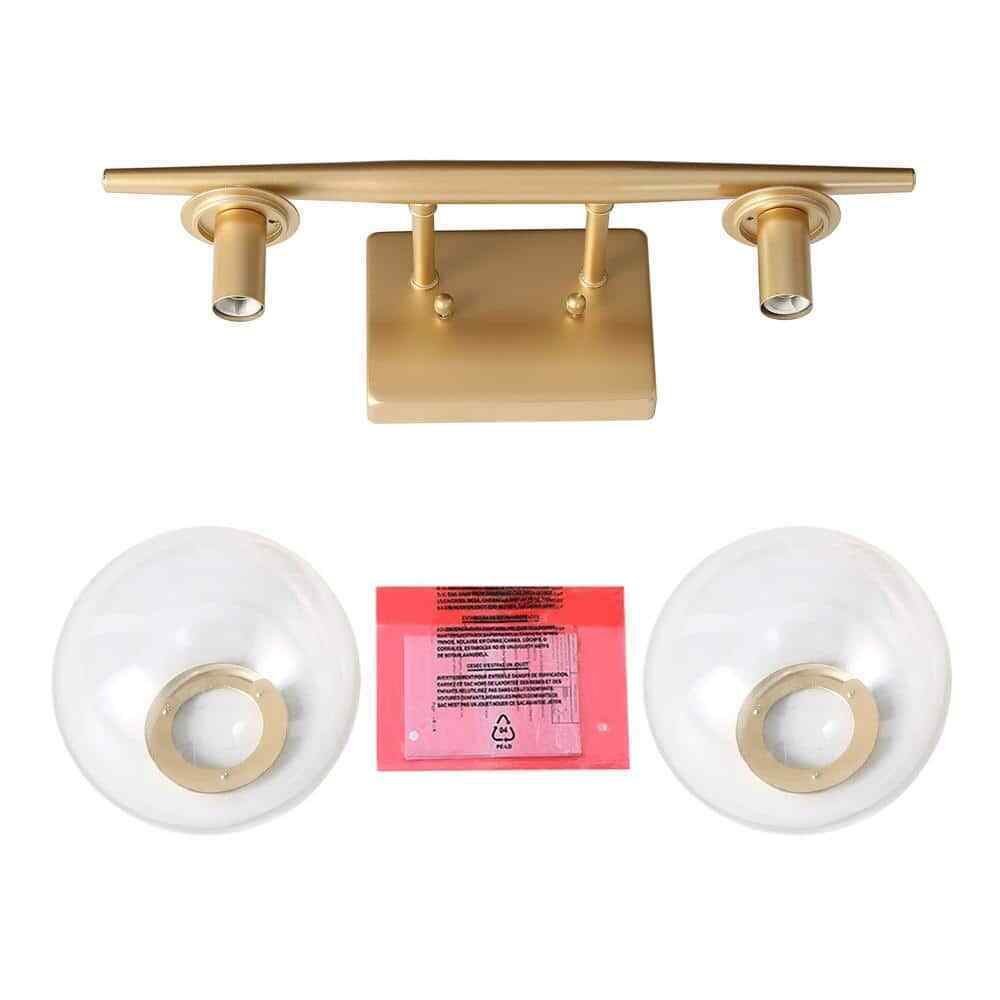 Uolfin Modern Globe Bathroom Vanity Light 2-Light Gold Bedroom Wall Sconce Light