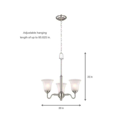 Hampton Bay Creekford 3-Light Brushed Nickel Chandelier w/ Frosted Glass Shades