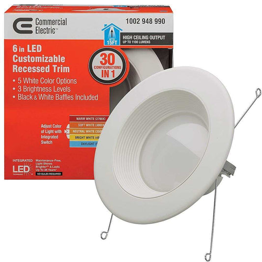 Commercial Electric 6 in. 30 Lighting Options LED Recessed Light Trim Kitchen