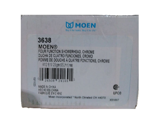 MOEN 4-Spray Patterns 4.4 in. Single Wall Mount Fixed Shower Head in Chrome 3638