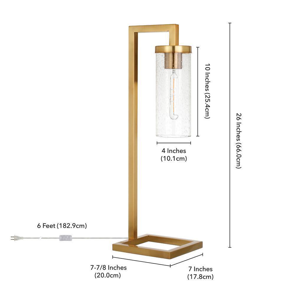 Meyer&Cross Malva 26 in. Brass Finish Table Lamp with Seeded Glass Shade TL0442