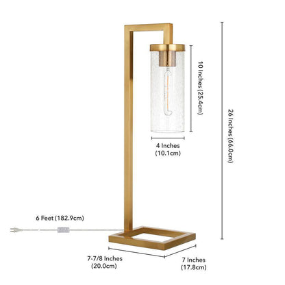 Meyer&Cross Malva 26 in. Brass Finish Table Lamp with Seeded Glass Shade TL0442