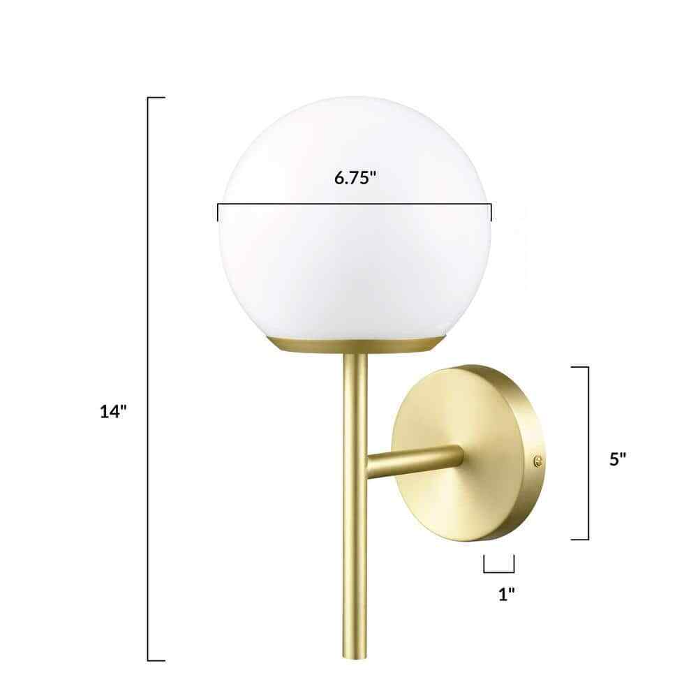 Light Society Anna 5 in. 1-Light Brushed Brass/White Wall Sconce