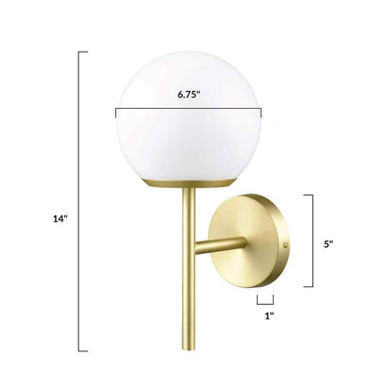 Light Society Anna 5 in. 1-Light Brushed Brass/White Wall Sconce