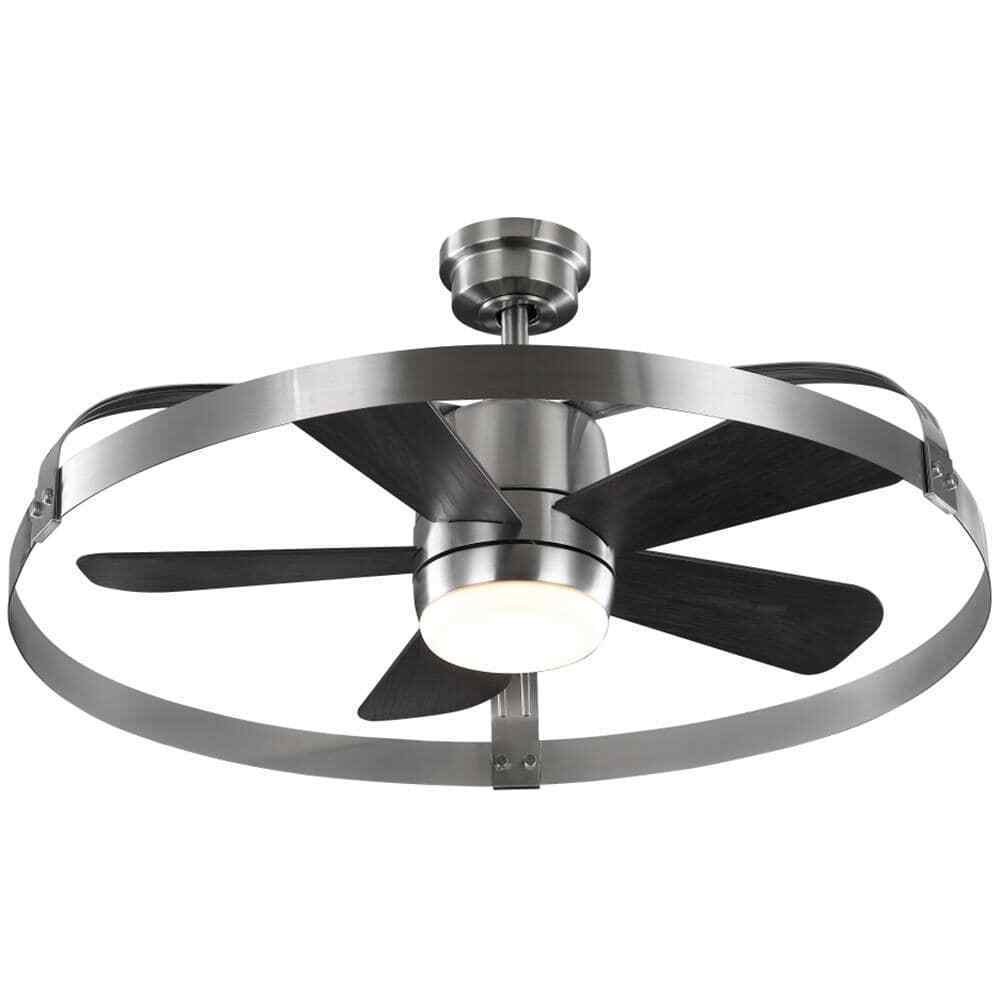Home Decorators Harrington 36 in. LED Brushed Nickel Ceiling Fan w/ Light+Remote