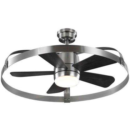 Home Decorators Harrington 36 in. LED Brushed Nickel Ceiling Fan w/ Light+Remote