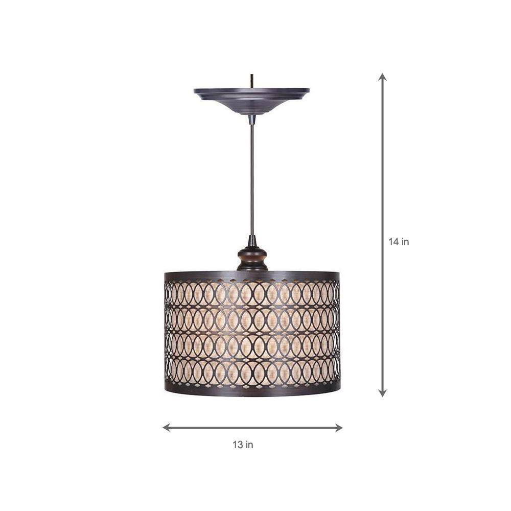 Home Decorators Collection Bella 1-Light Brushed Bronze Pendant with Hardwire