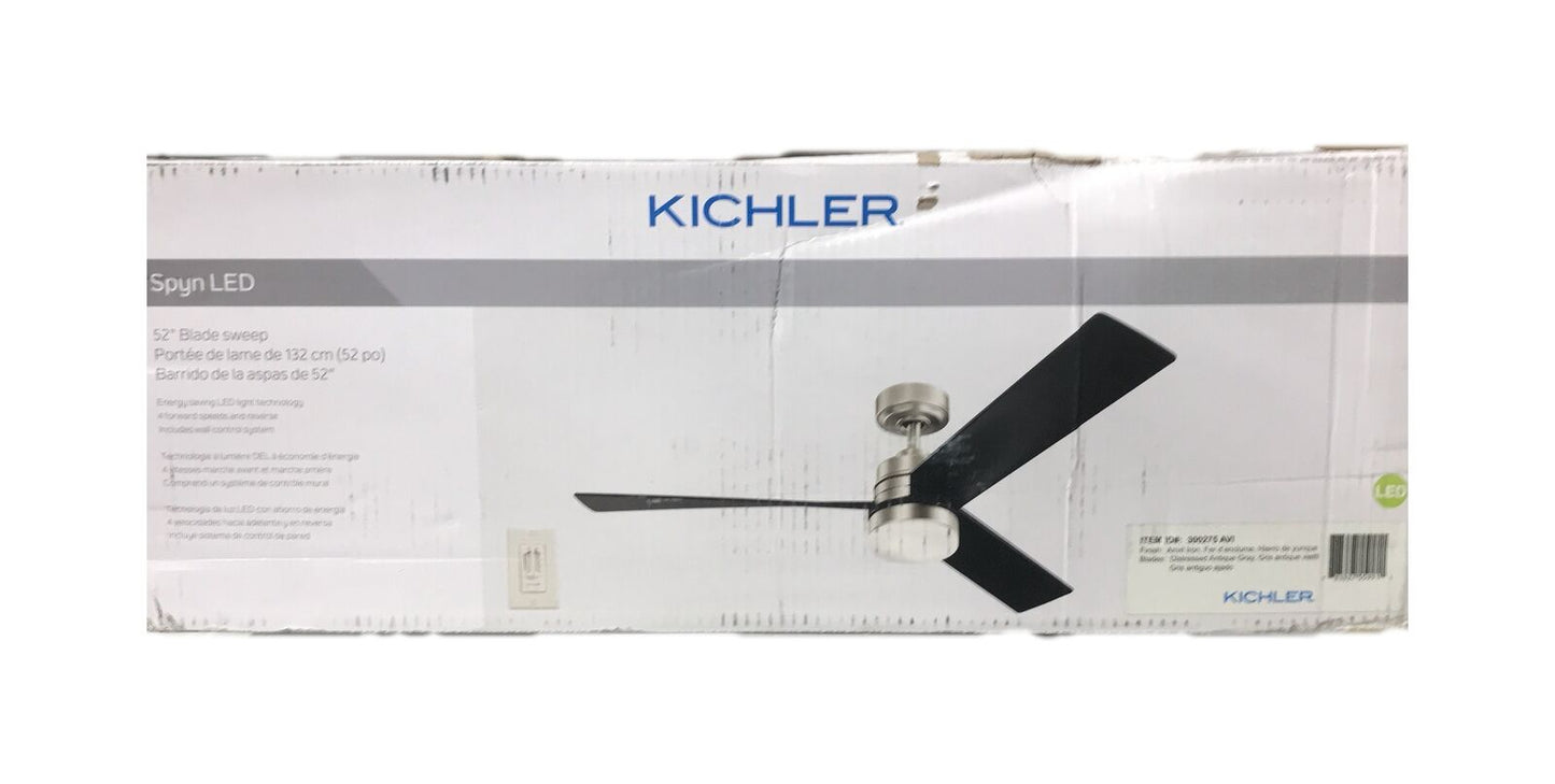 KICHLER Spyn 52 in. Integrated LED Indoor Anvil Iron  Ceiling Fan with Light Kit