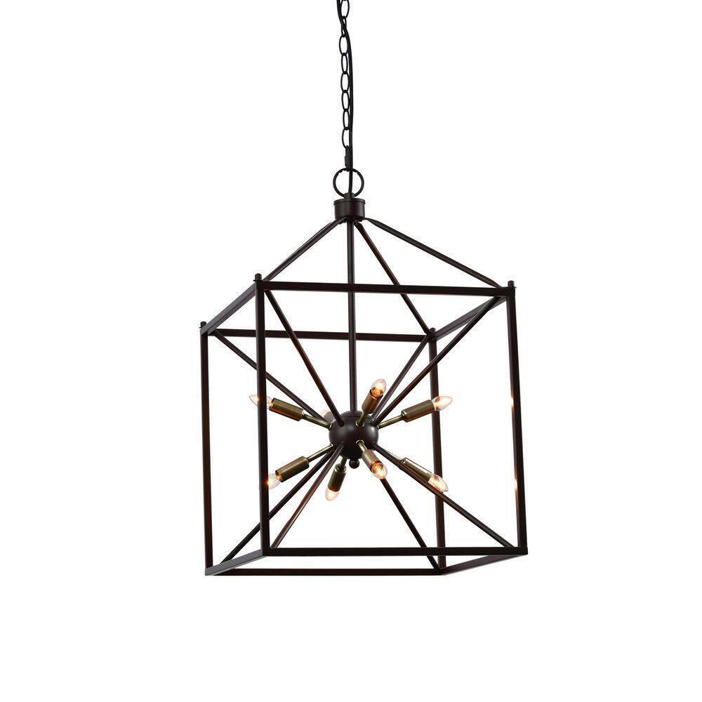 LAZZUR Touques 16 in. 8-Light Modern Matte Oil Rubbed Bronze Pendant