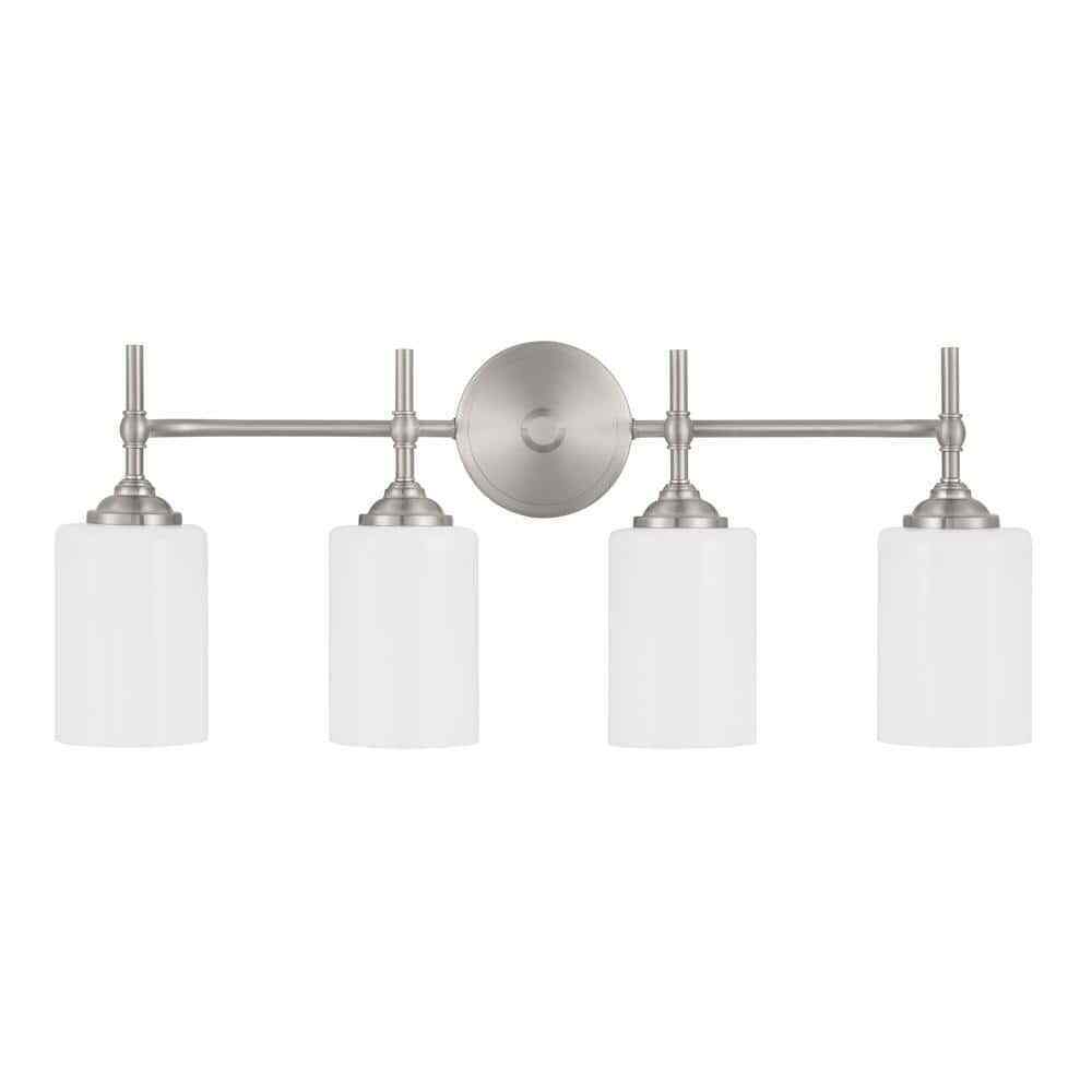 Home Decorators Ayelen 4-Light Brushed Nickel Modern Bathroom Vanity Light