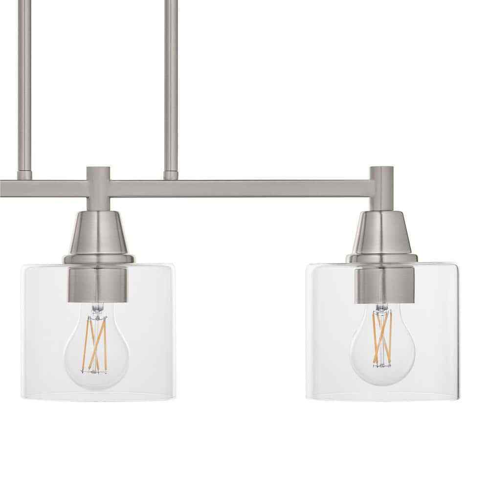 Hampton Bay Oron 3-Light Brushed Nickel Linear Island Pendant Hanging Light