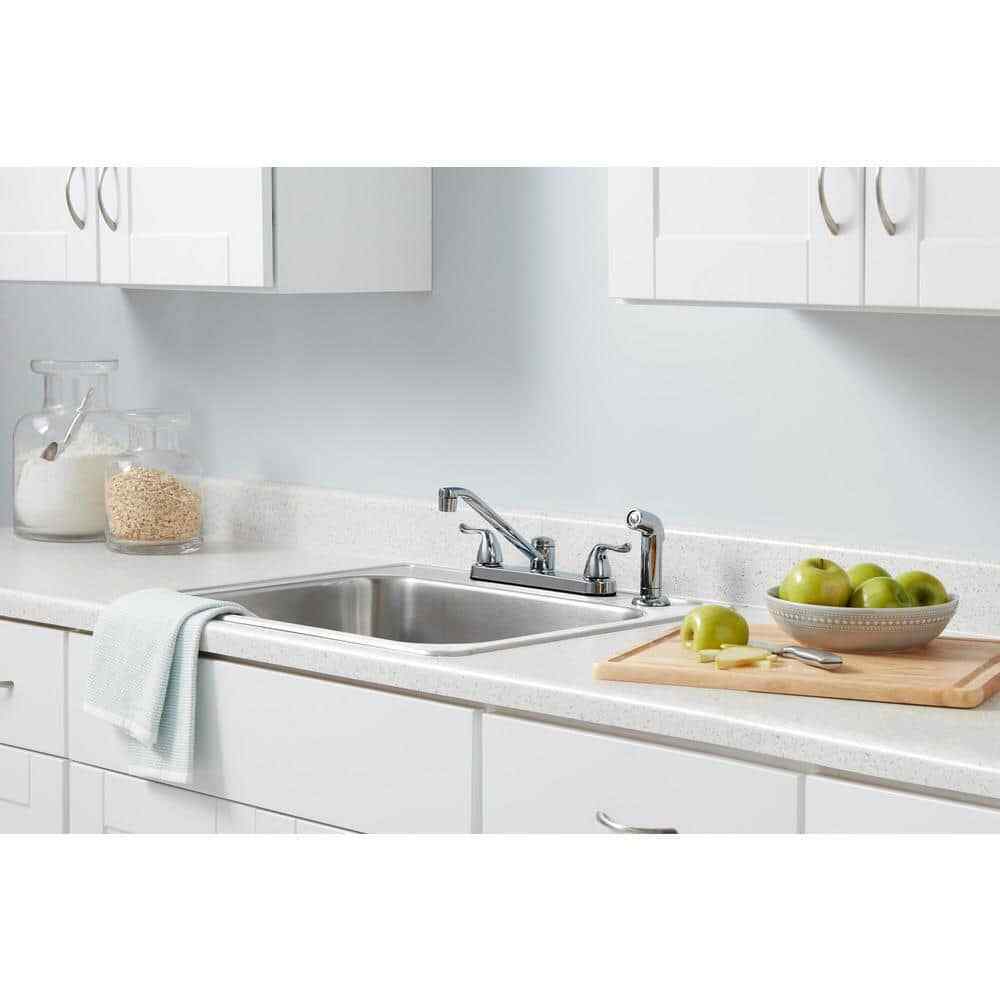 Glacier Bay Constructor Double-Handle Standard Kitchen Faucet in Polished Chrome