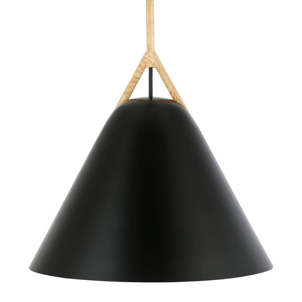 Light Society Kalix 14 in. 1-Light Black Pendant with Metal Shade LS-C402-BK