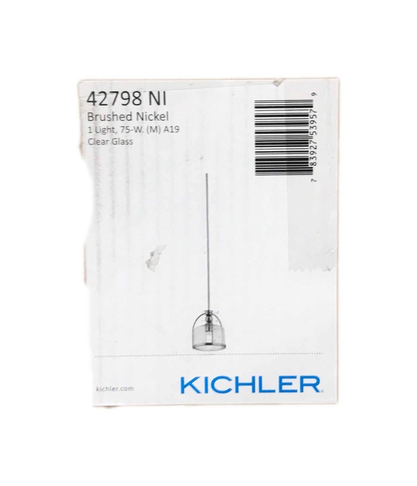 KICHLER 1-Light Brushed Nickel Kitchen Mini Pendant Hanging Light Clear Glass