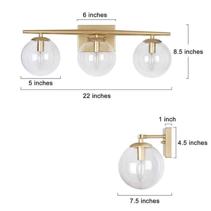 Uolfin Modern Gold Bathroom Vanity Light 3-Light Farmhouse Brass Wall Sconce