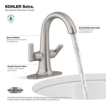 KOHLER Setra Single Hole 2-Handle Monoblock Bathroom Faucet in Brushed Nickel