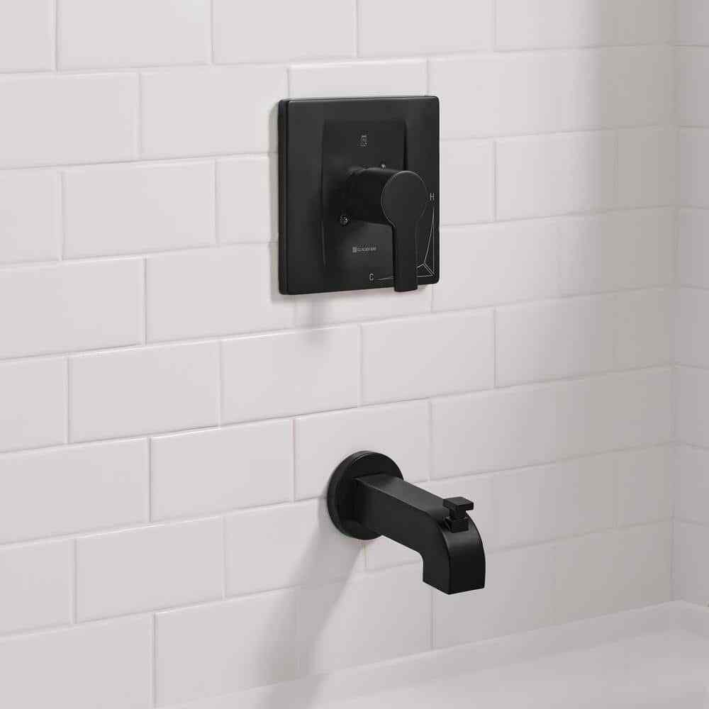 Glacier Bay Modern Tub and Shower Faucet 1.8 GPM in Matte Black Valve Included