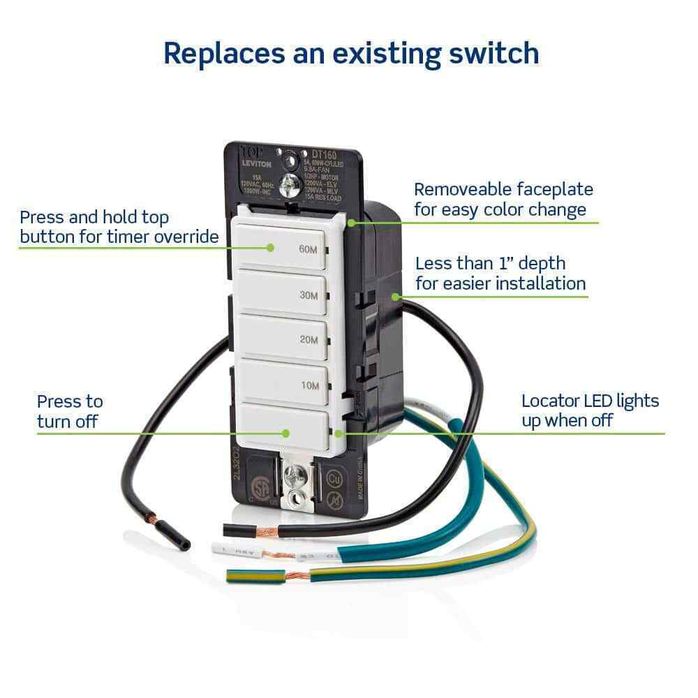 Leviton Decora 15A 60-Minute Indoor In-Wall Countdown Timer Switch 1/2 HP/9.8A