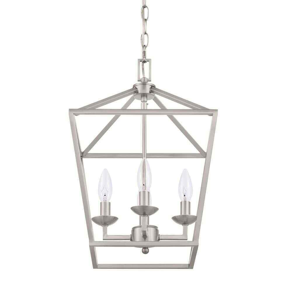 Home Decorators Weyburn 4-Light Brushed Nickel Caged Farmhouse Chandelier