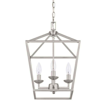 Home Decorators Weyburn 4-Light Brushed Nickel Caged Farmhouse Chandelier
