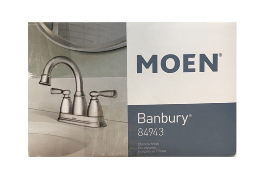 MOEN Banbury 4 in. Centerset Double Handle Bathroom Faucet in Chrome 84943