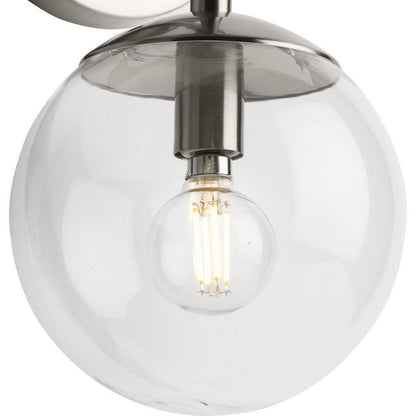 Progress Lighting Atwell 6" 2Light Brushed Nickel Mid-Century Modern Wall Sconce