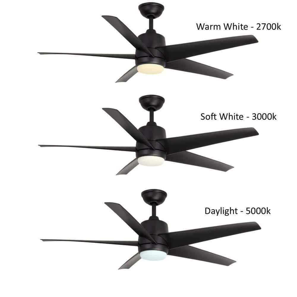 Hampton Bay Mena 54 in. White LED Indoor/Outdoor Matte Black Ceiling Fan