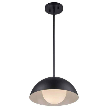 Bel Air Lighting Maureen 12". 1-Light Black Pendant Light Fixture w/ Metal Dome